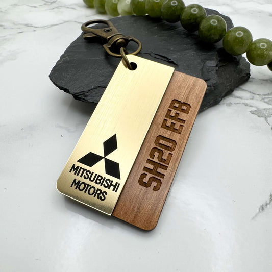 Personalised Car Logo & Number Plate Wooden Keyring  | Custom Gift