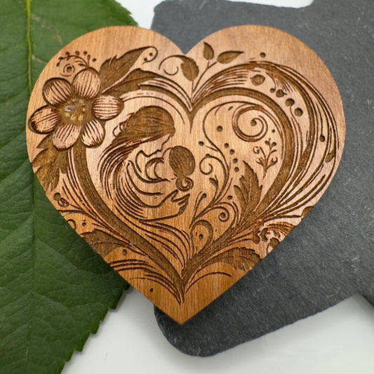 Laser Engraved Wooden Heart Pocket Hug for Mother’s Day