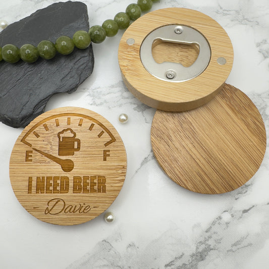 Personalised Wooden Bottle Opener & Fridge Magnet