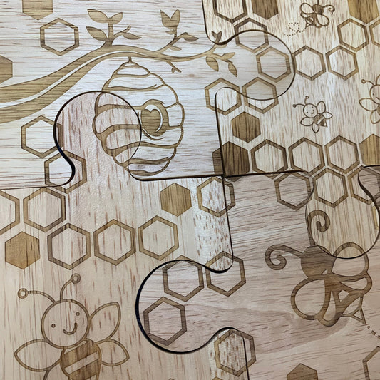 bee hive jigsaw coaster set personalised tableware