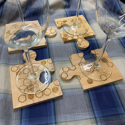 bee hive jigsaw coaster set personalised tableware