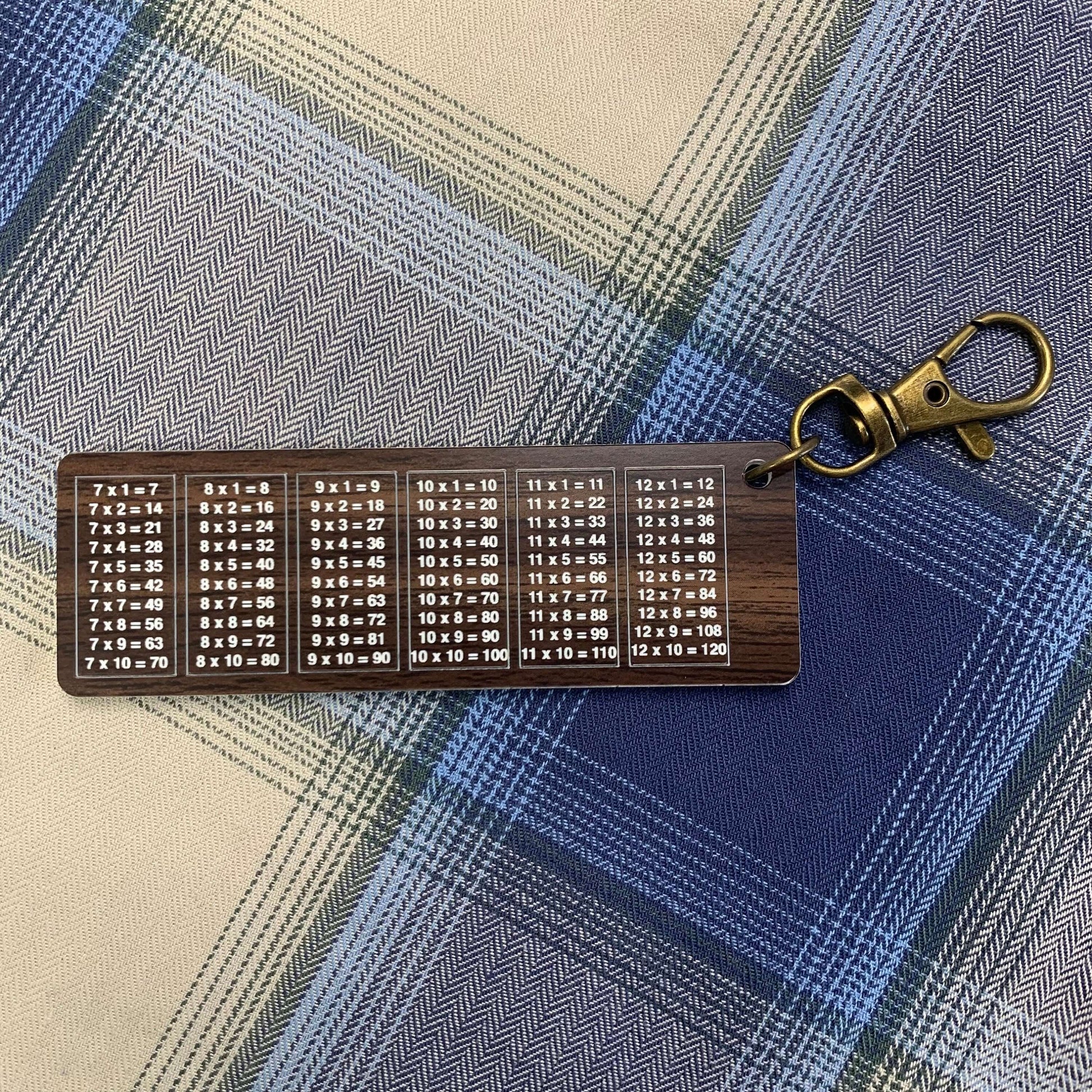 personalised times tables keyring math keychain