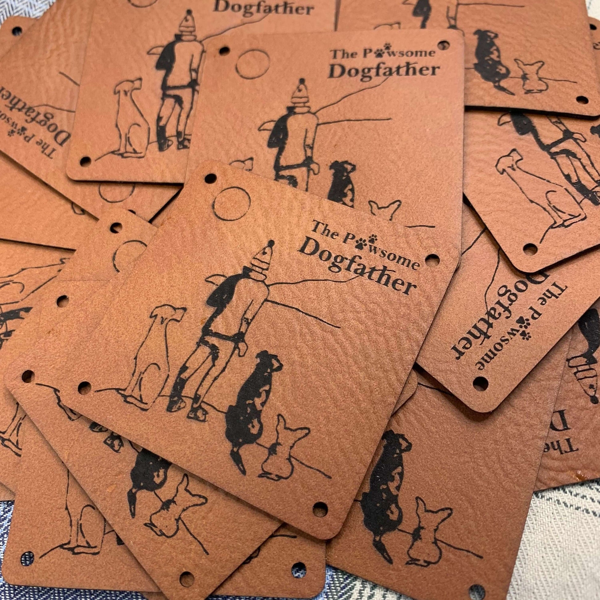 Personalised leather tags (Set of 25) Custom Clothing labels for knitted crocheted hats clothing bags Vegan leather labels for handmade item