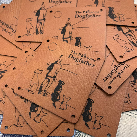 Personalised leather tags (Set of 25) Custom Clothing labels for knitted crocheted hats clothing bags Vegan leather labels for handmade item