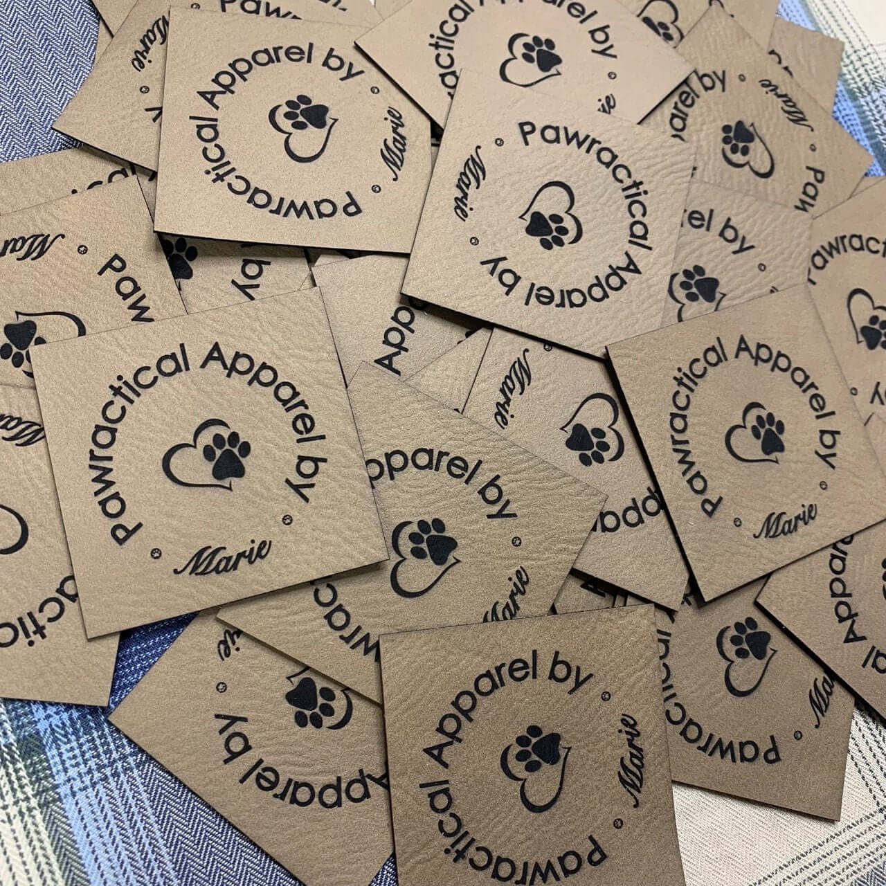 Personalised leather tags (Set of 25) Custom Clothing labels for knitted crocheted hats clothing bags Vegan leather labels for handmade item