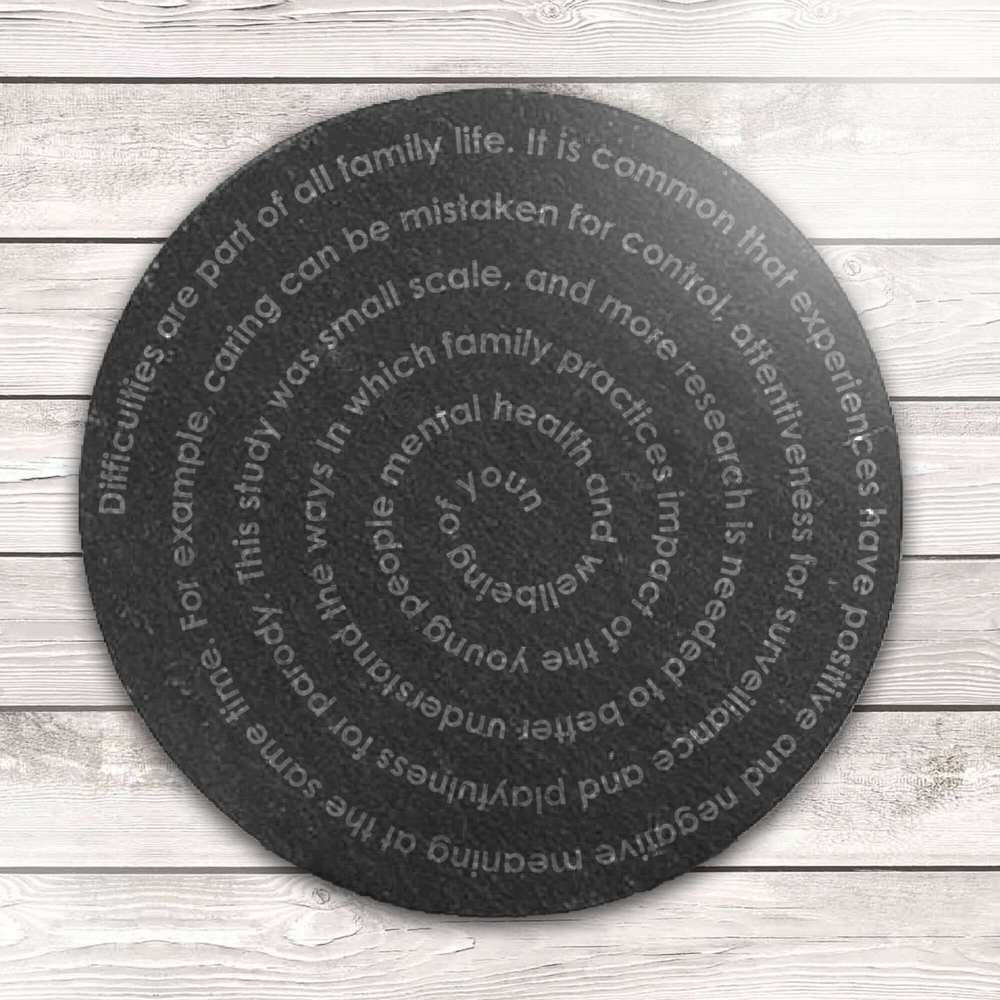 spiral text personalised text custom coaster slate tableware