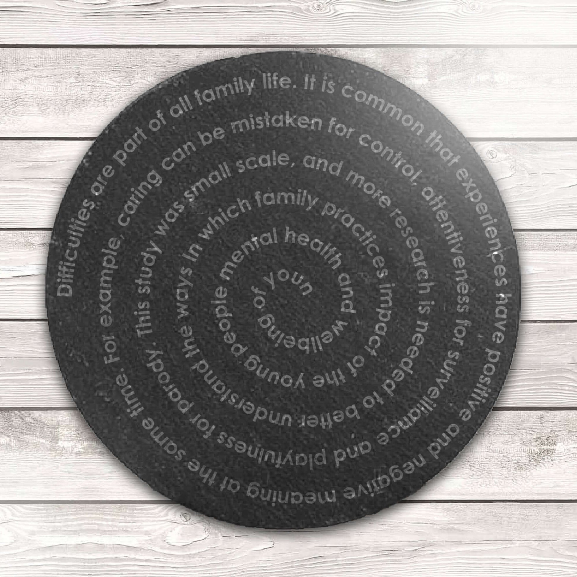 spiral text personalised text custom coaster slate tableware