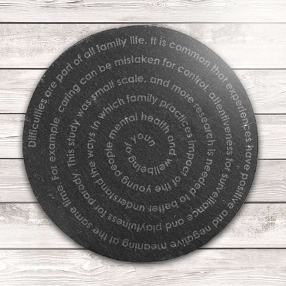 spiral text personalised text custom coaster slate tableware