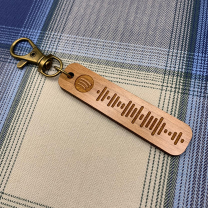 Spotify Code Keyring Wood Cherry Maple Bamboo Personalised Spotify Spotify Keyring Spotify Code Wood Keychain Birthday Christmas gift