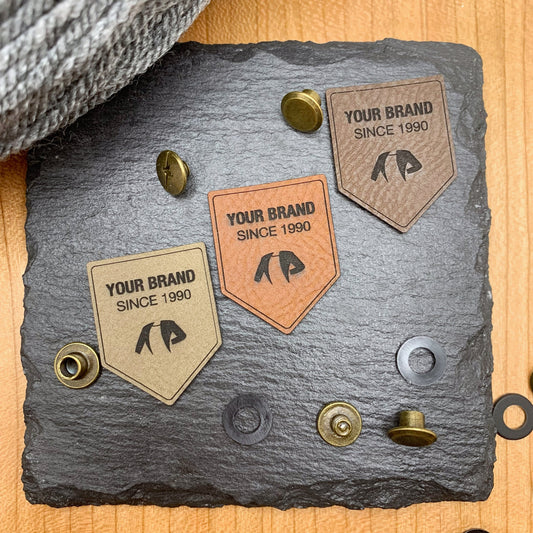 Custom leather tags (Set of 25) Personalised Clothing labels for knitted crocheted hats clothing bags Vegan leather labels for handmade item
