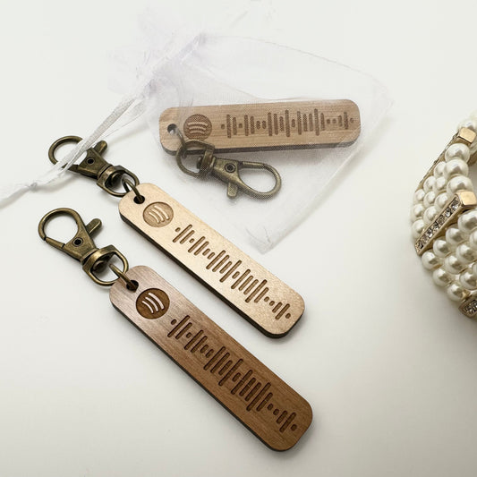 Spotify Code Keyring Wood Cherry Maple Bamboo Personalised Spotify Spotify Keyring Spotify Code Wood Keychain Birthday Christmas gift