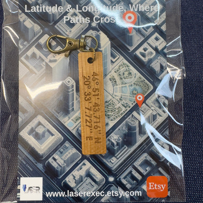 GPS Coordinates Personalised keyring, Location Coordinates, Place we first met, Hometown, Custom Keychain, Handmade, Birthday, Christmas