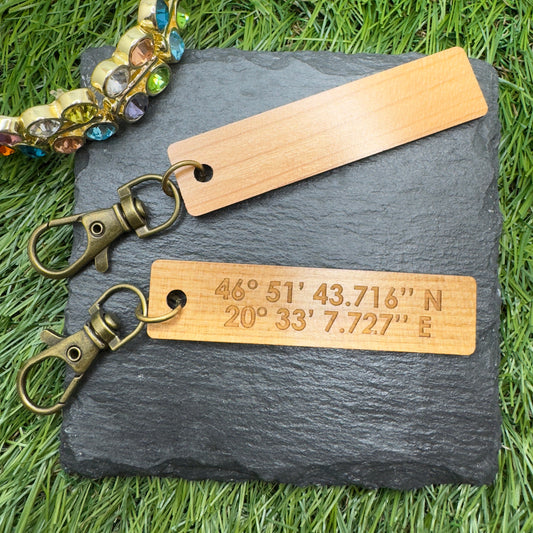 GPS Coordinates Personalised keyring, Location Coordinates, Place we first met, Hometown, Custom Keychain, Handmade, Birthday, Christmas