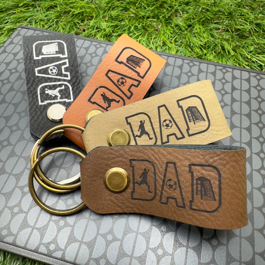 Football Gift Personalised Keyring Vegan Leather Soccer DAD Keychain Gift for DAD Birthday Christmas gift