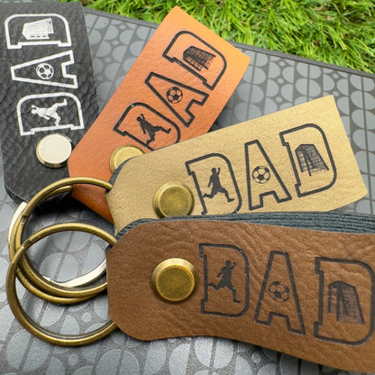 Football Gift Personalised Keyring Vegan Leather Soccer DAD Keychain Gift for DAD Birthday Christmas gift