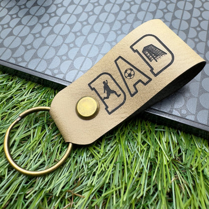 Football Gift Personalised Keyring Vegan Leather Soccer DAD Keychain Gift for DAD Birthday Christmas gift