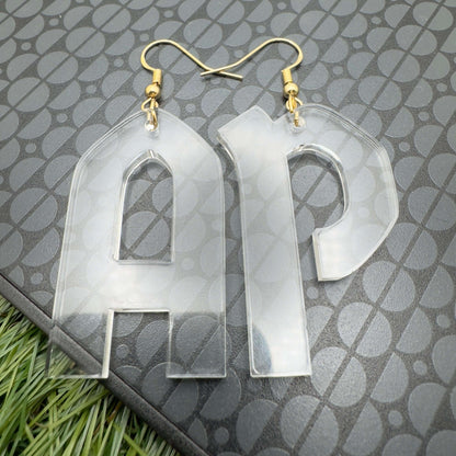 clear acrylic jewellery letters initials earrings
