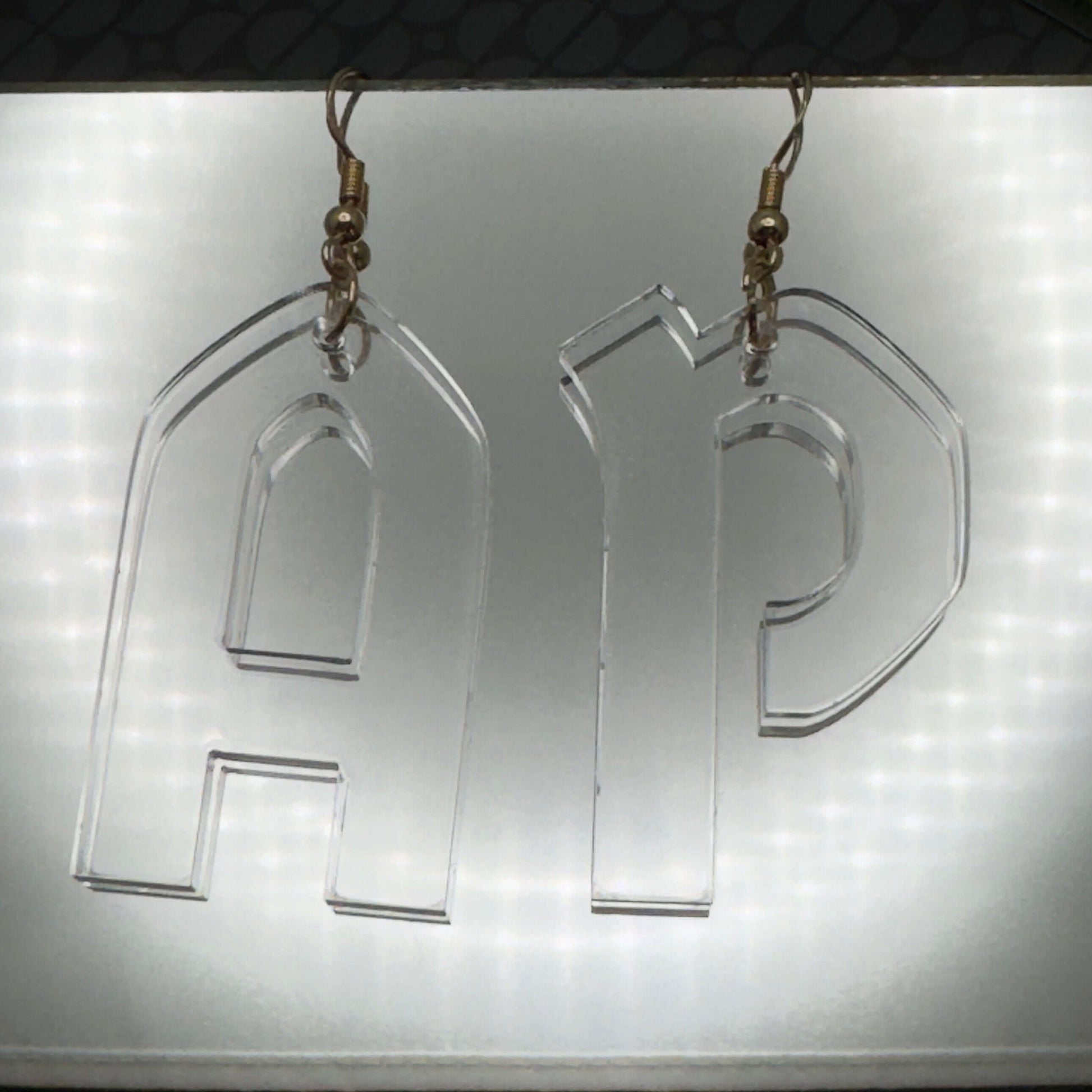 clear acrylic jewellery letters initials earrings