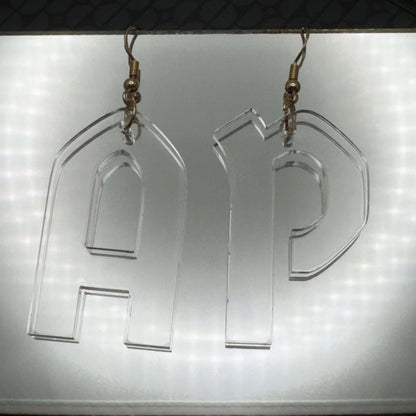 clear acrylic jewellery letters initials earrings