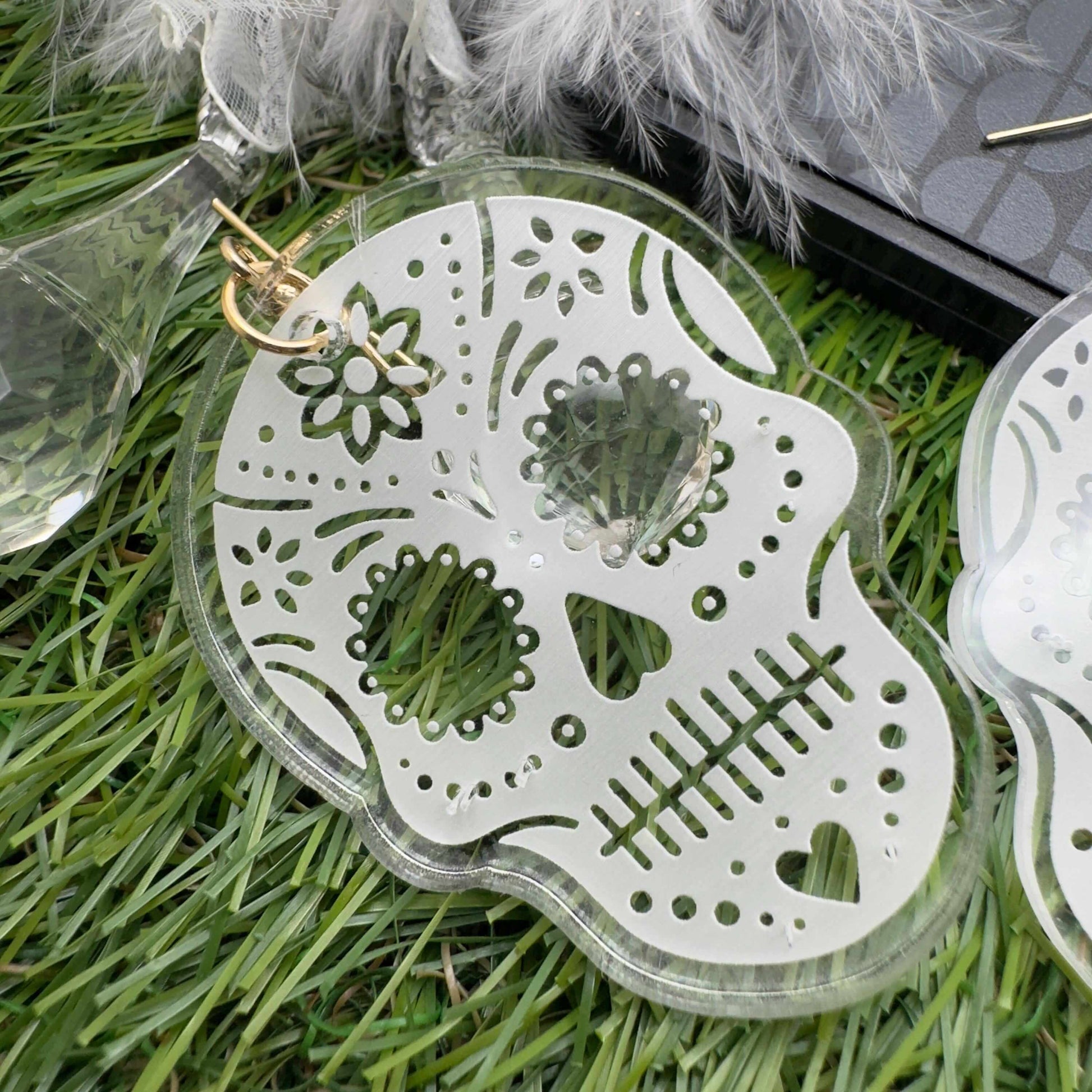sugar skull clear acrylic earring jewellery