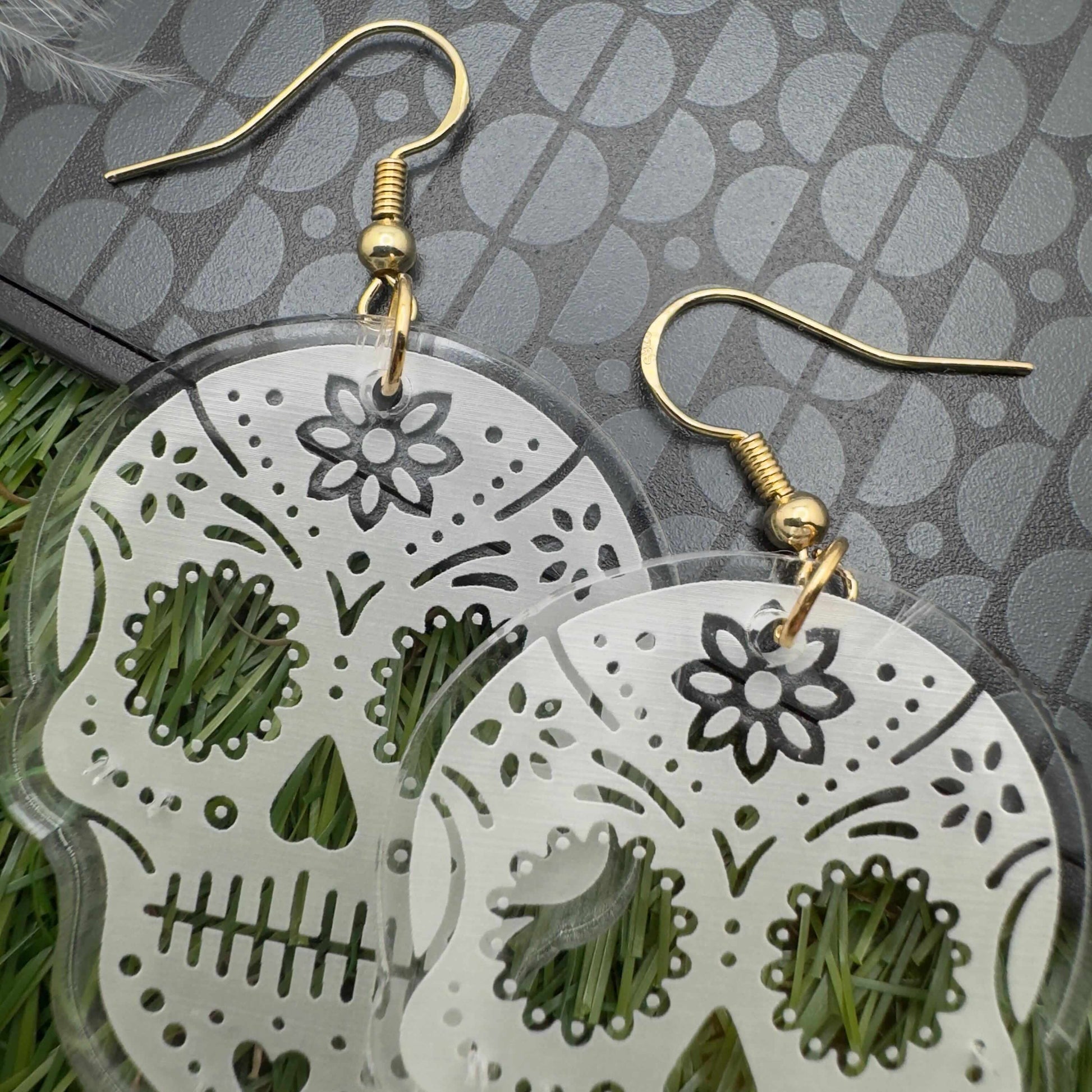 sugar skull clear acrylic earring jewellery