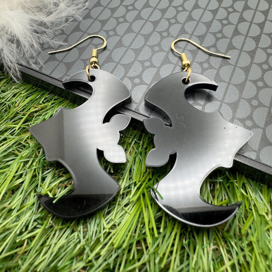 black earrings glossy acrylic black earrings jewellery gothic goth