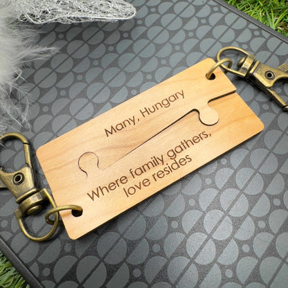 GPS Coordinates keyring couples Personalised GPS location coordinates keychain Puzzle Jigsaw keychain Custom engraved Gift for couples