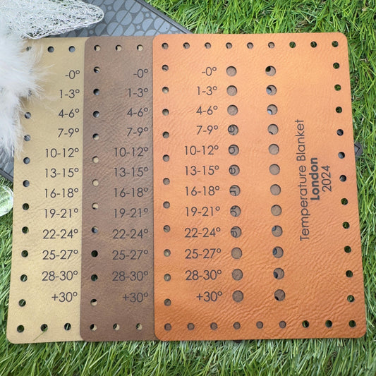 Temperature blanket shade card Vegan leather Recording kit Personalised Knitting Crochet supplies accessories Crafting tools Crafting gifts