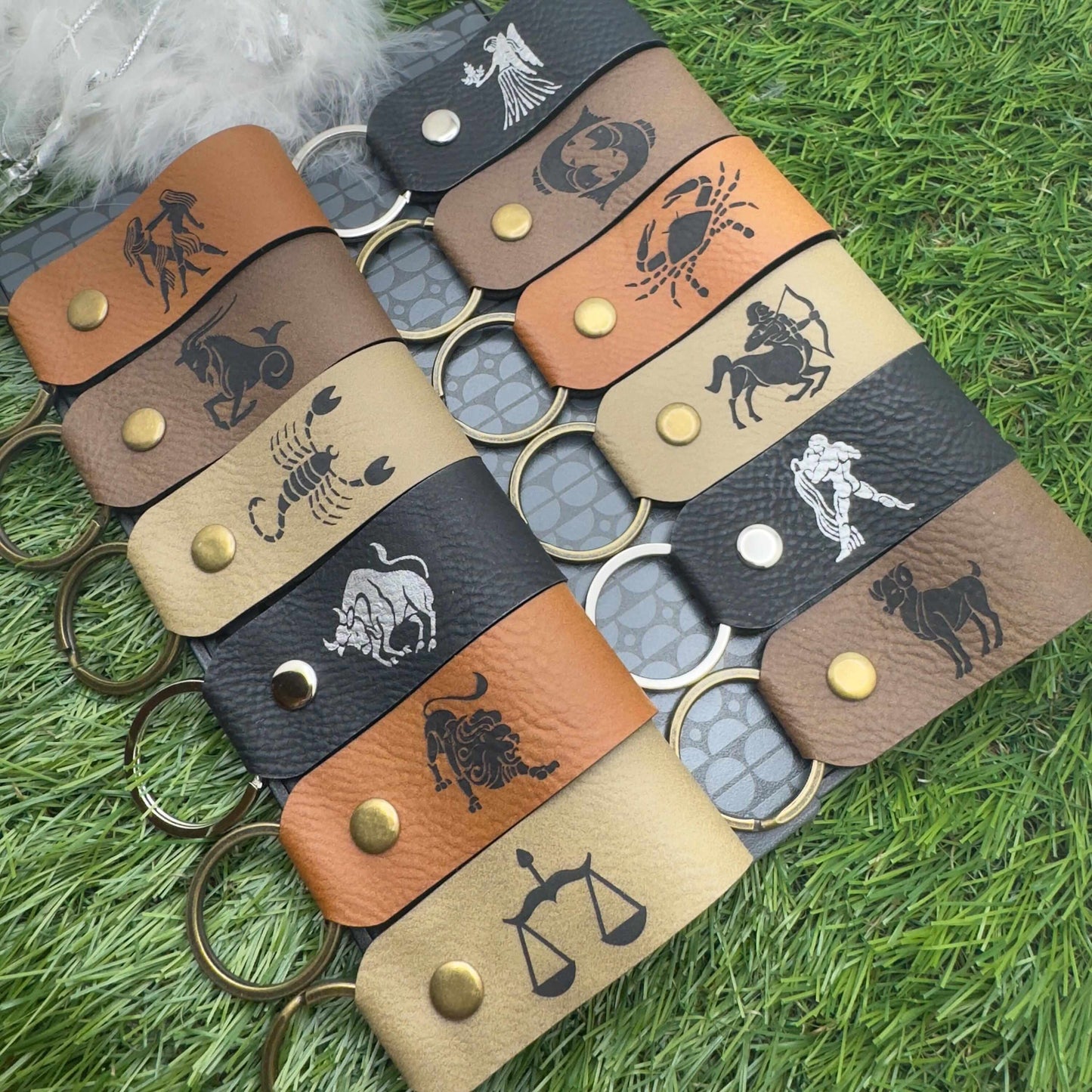 Horoscope leather keyring