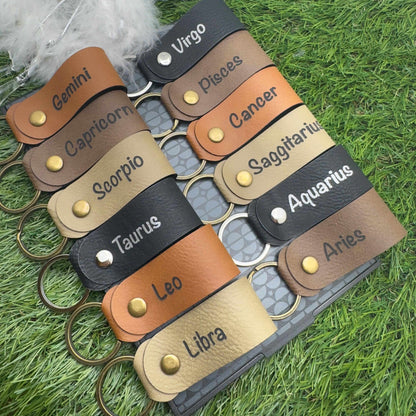 Horoscope leather keyring