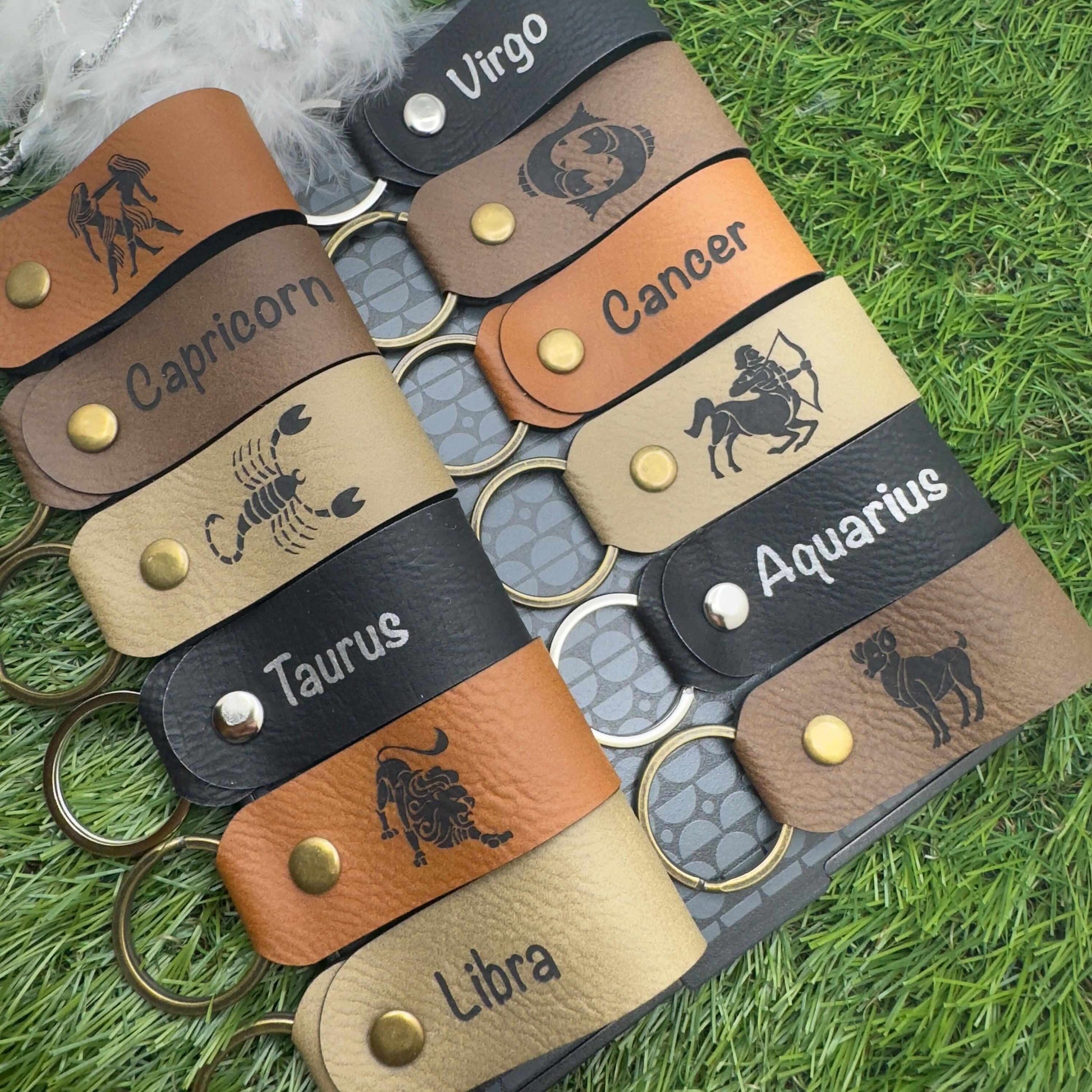 Horoscope leather keyring