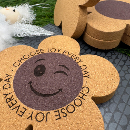 Daisy coaster smile face choose joy every day