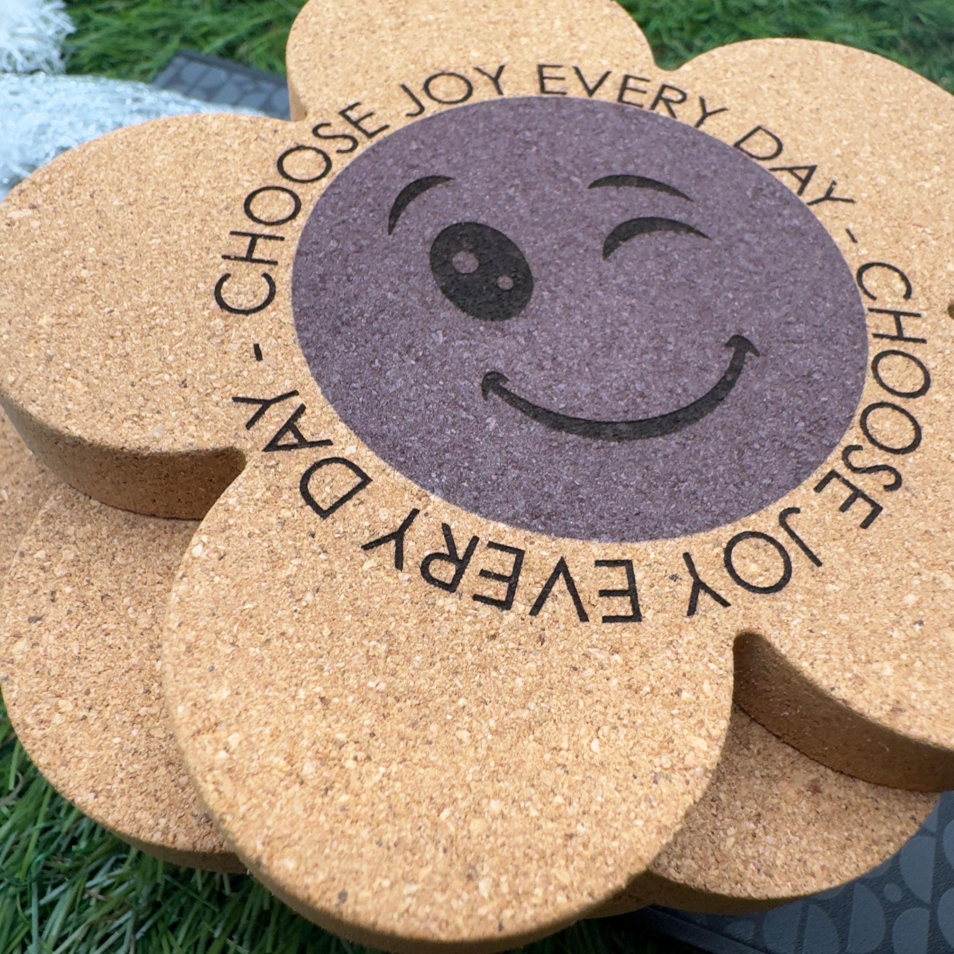 Daisy coaster smile face choose joy every day