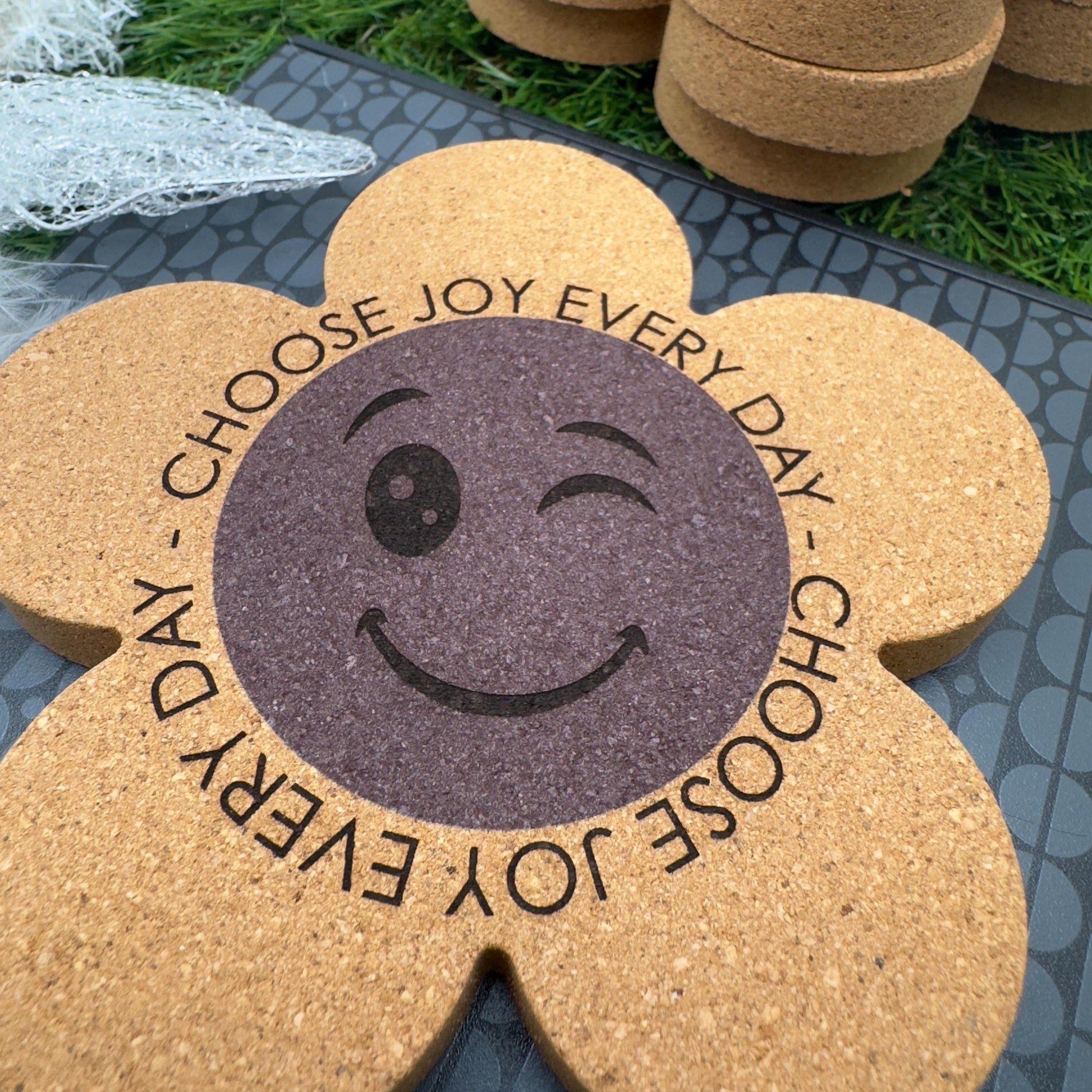 Daisy coaster smile face choose joy every day