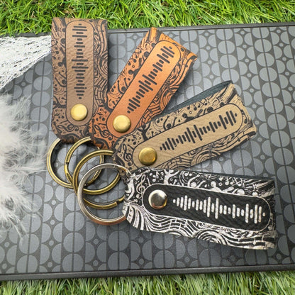 Spotify Code Keyring Personalised Scannable music code Custom Spotify code Keychain Vegan leather keyring Favourite album Music accessories