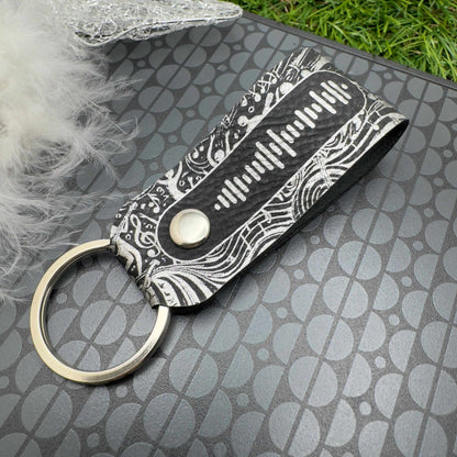 Spotify Code Keyring Personalised Scannable music code Custom Spotify code Keychain Vegan leather keyring Favourite album Music accessories