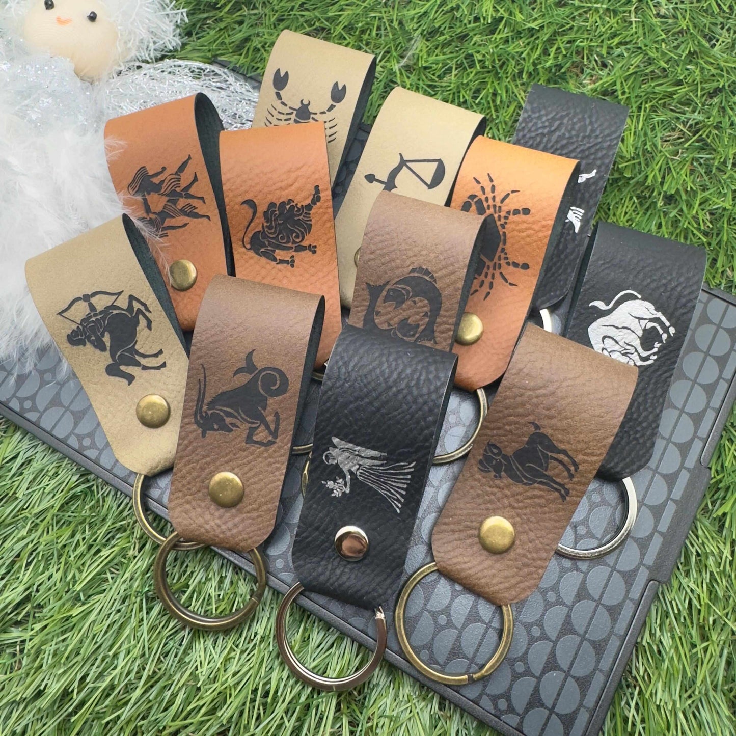 Horoscope leather keyring