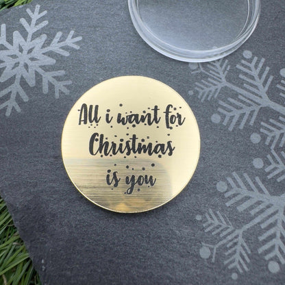 all i want for christmas is you flip coin token personalised gifts