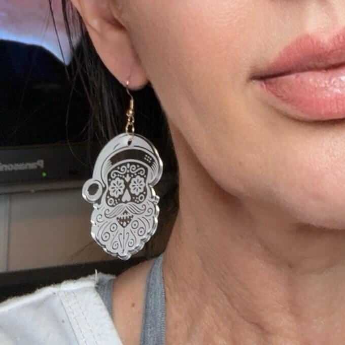 clear acrylic jewellery santa sugar skull earrings