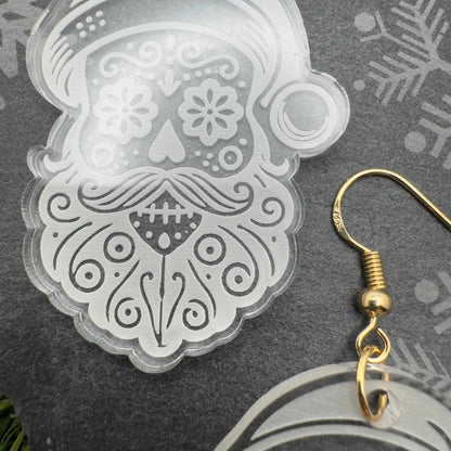 clear acrylic jewellery santa sugar skull earrings