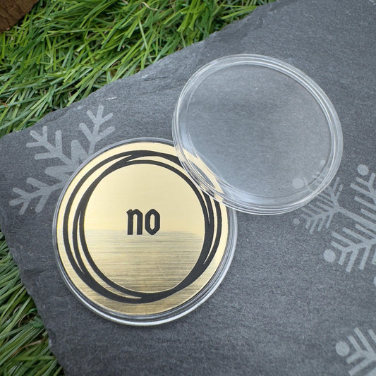 flip decision coin yes or no custom engraved