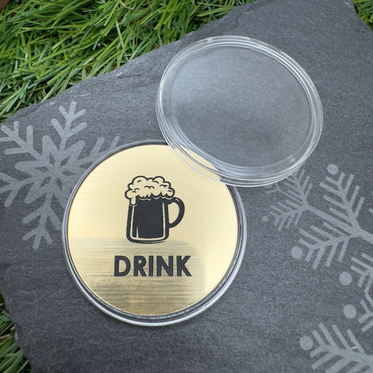 flip decision coin drink or drink custom engraved