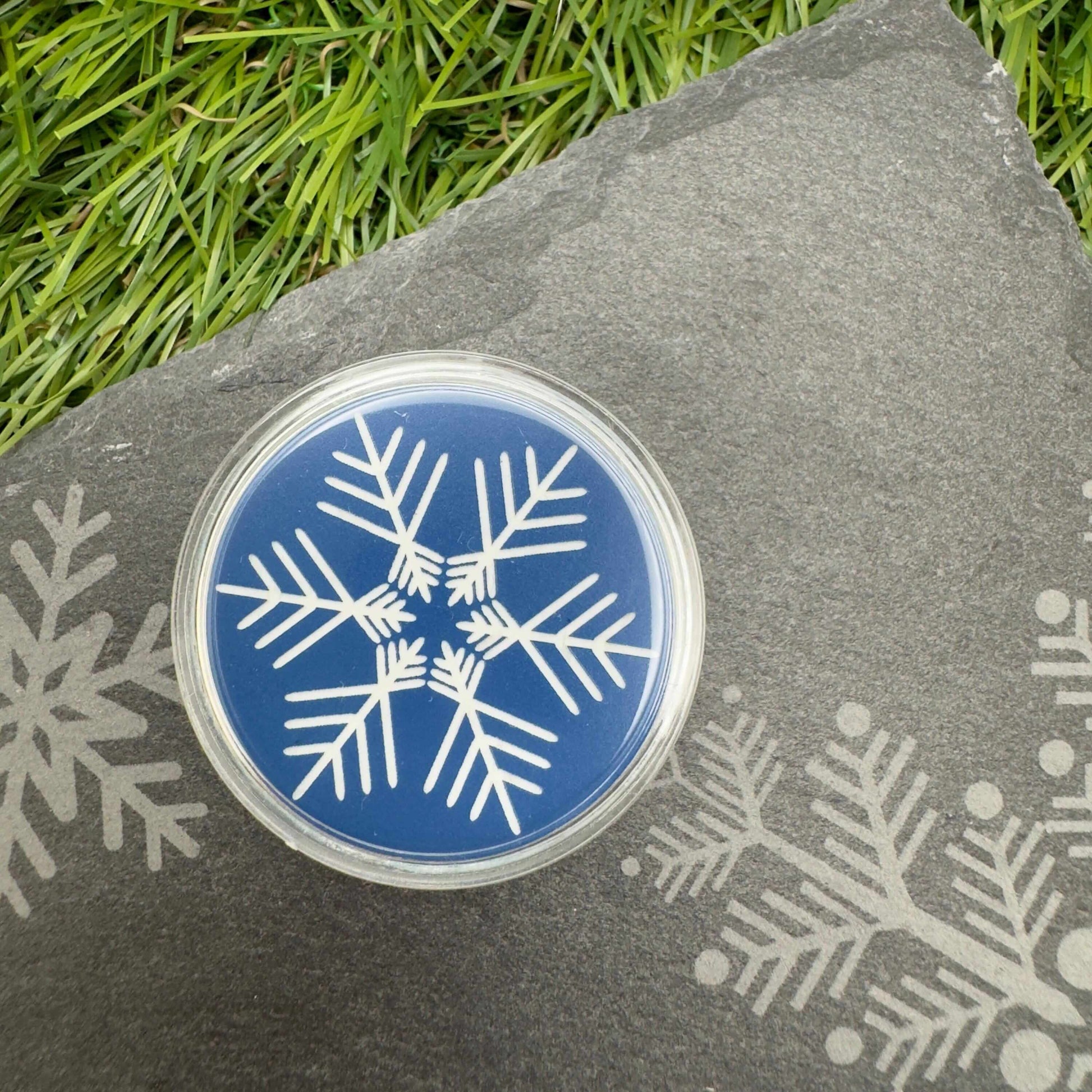 Snowflake flip coin token engraved back