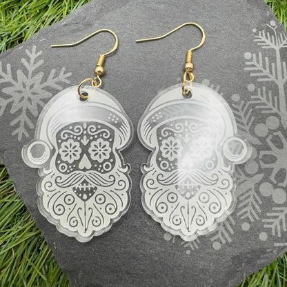 clear acrylic jewellery santa sugar skull earrings