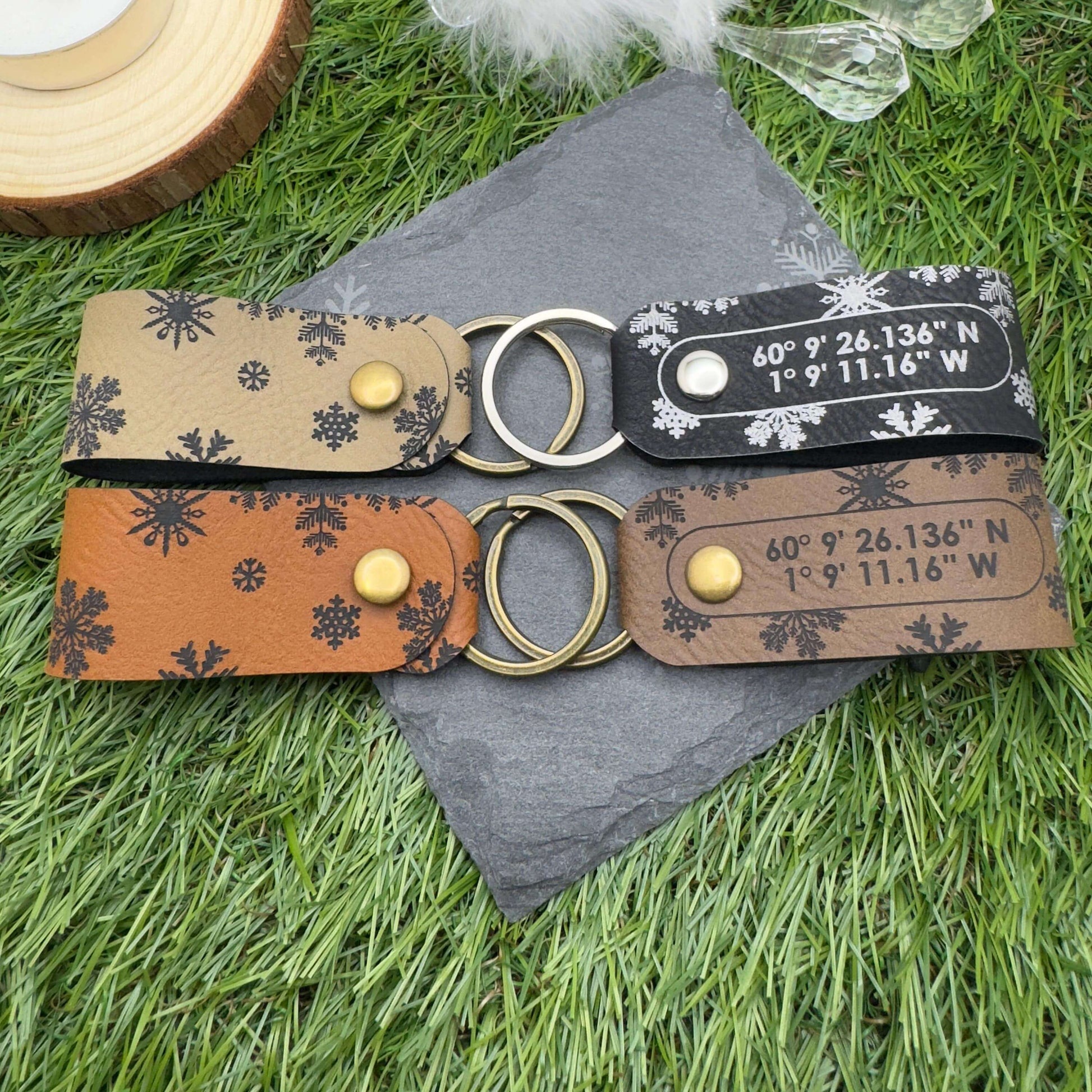 GPS Coordinates Keyring Personalised Vegan Leather Keychain GPS Location Keyring Coordinates Gift For Her Gift for Him Anniversary Keepsake