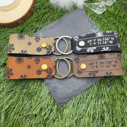 GPS Coordinates Keyring Personalised Vegan Leather Keychain GPS Location Keyring Coordinates Gift For Her Gift for Him Anniversary Keepsake