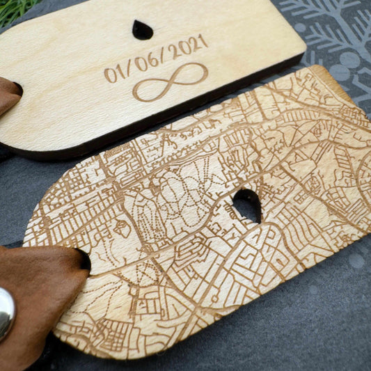Custom Map Engraved on Keyring, Location Map Keychain, Personalised Keyring, Birthday gift, Gift for Boyfriend, Girlfriend, Christmas gift