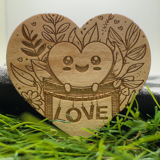 Pocket hug wooden love heart