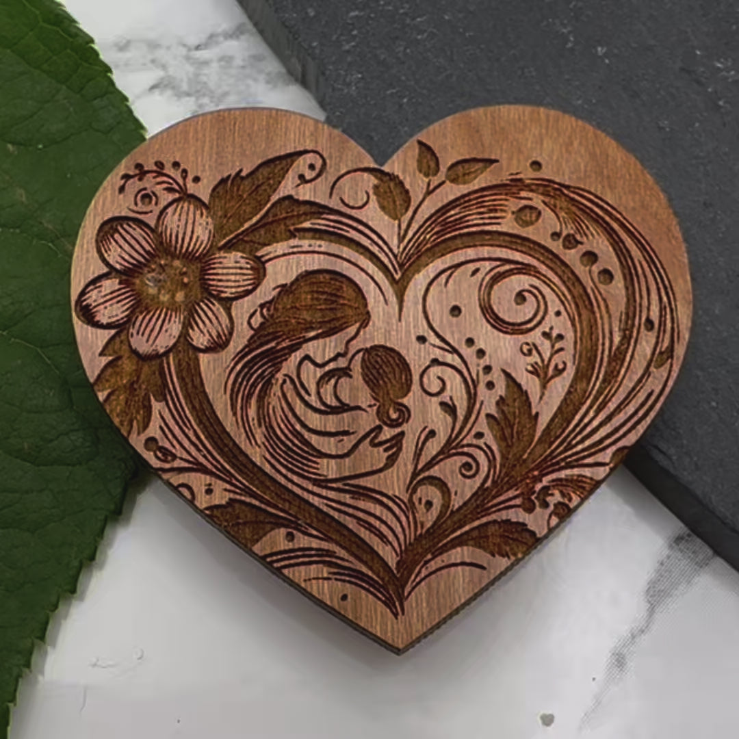 Laser Engraved Wooden Heart Pocket Hug for Mother’s Day