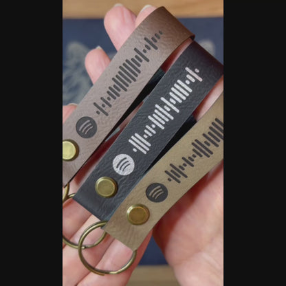 Personalised Spotify Code Keyring Vegan Leather | Custom engraved keyrings